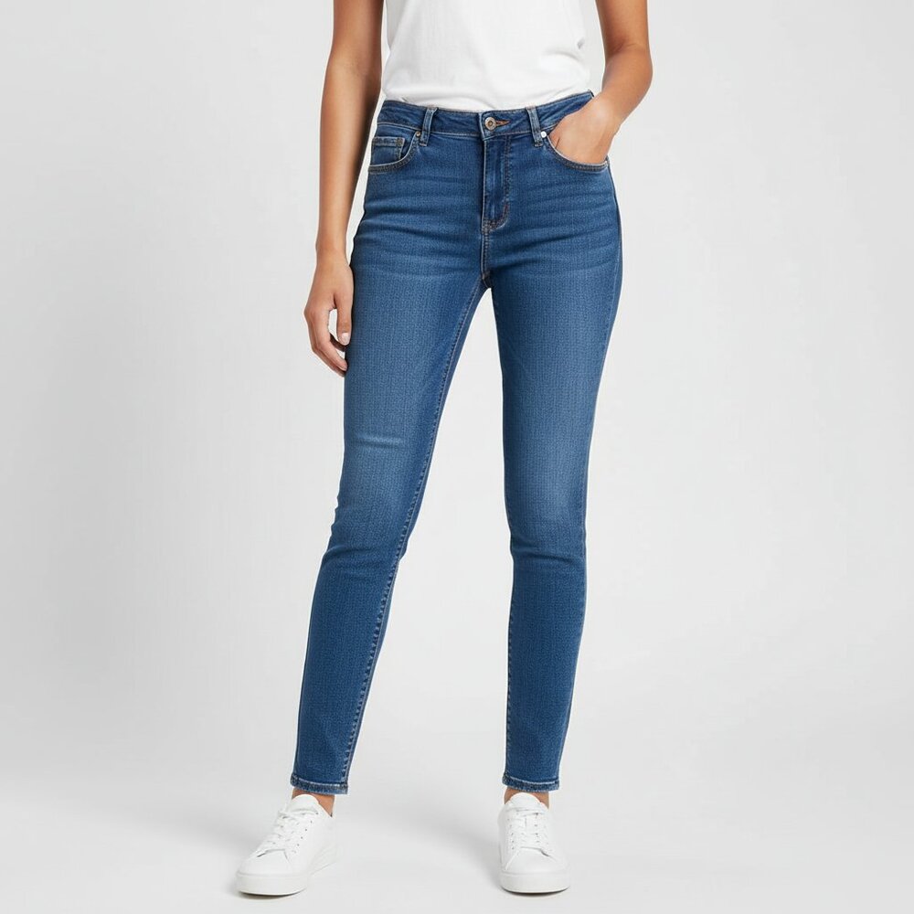 Forever 21 Womens Stretch Jeans Mid-Rise Medium Wash Denim‎ Pants Blue Size 27